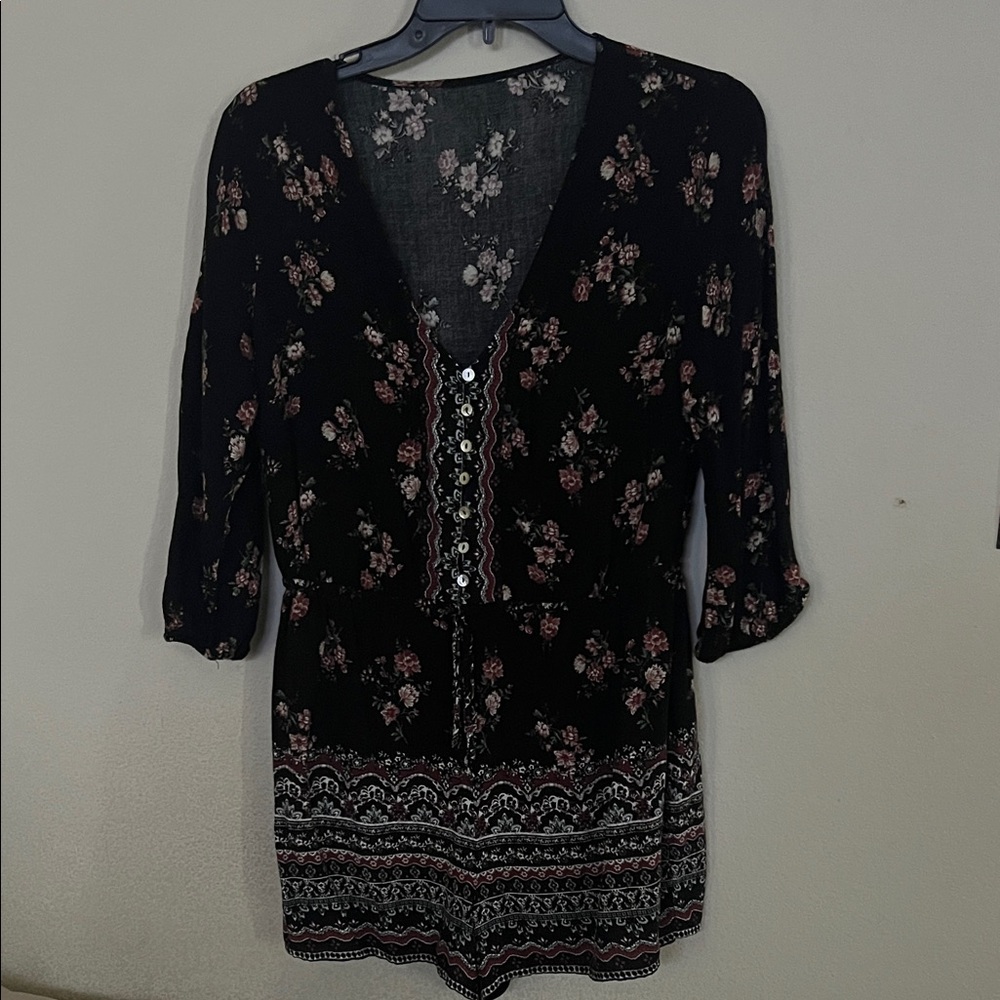 Floral Black and Pink Blouse